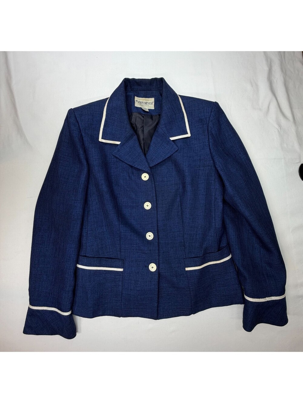 Vintage 20 +John Mayer Women's Blazer Single Breasted Polyester Notch S 10 Blue